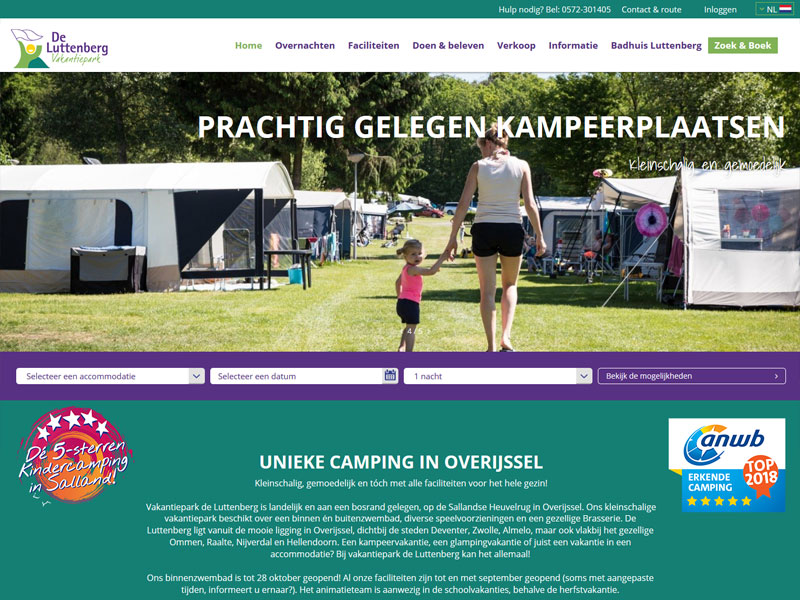 Nieuwe homepage van vakantiepark de Luttenberg